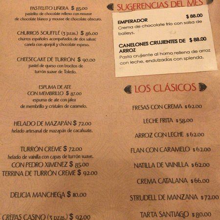 describe casino español - casino español menu.